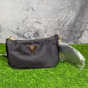 Valentino Orlandi Vegan Leather Black Shoulder‎ Bag Designer Purse MSRP $139